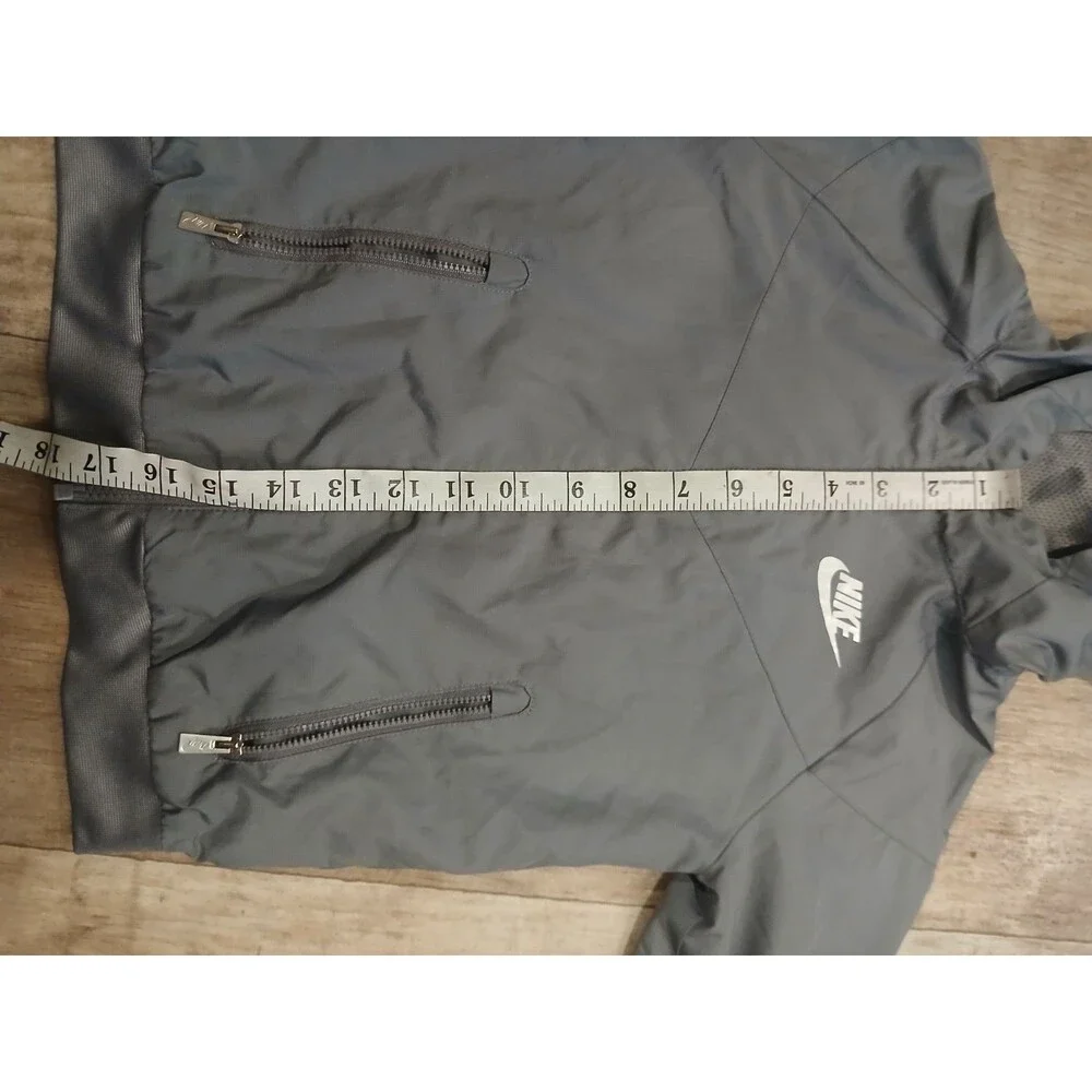 Nike Windrunner Boys Gray Hooded Windbreaker Jacket Size M (5-6Y) Mesh Lined